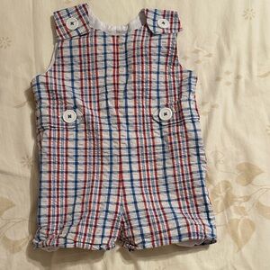 The Beaufort Bonnet Company Red and Blue Plaid Romper